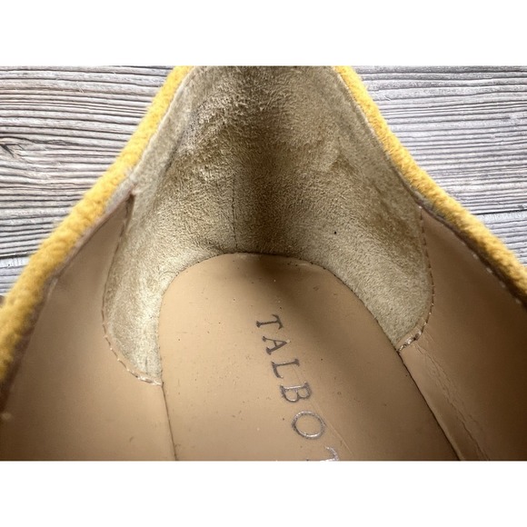 Talbots Francesca Tassel Moccasins Mustard Yellow Suede Leather 9M Quiet Luxury - Picture 3 of 13